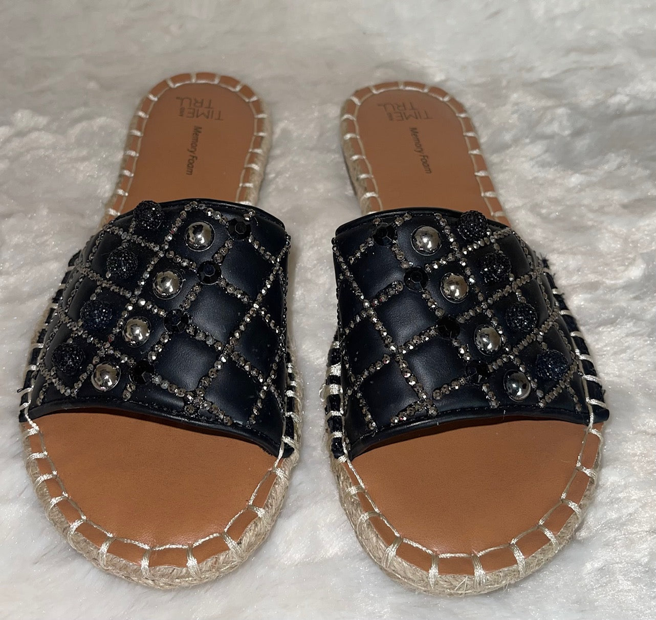 Black Bling Slides